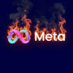 Meta logo on fire